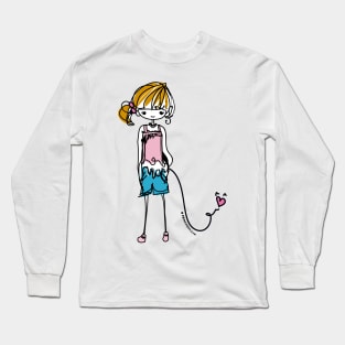 doodle girl illustration Long Sleeve T-Shirt